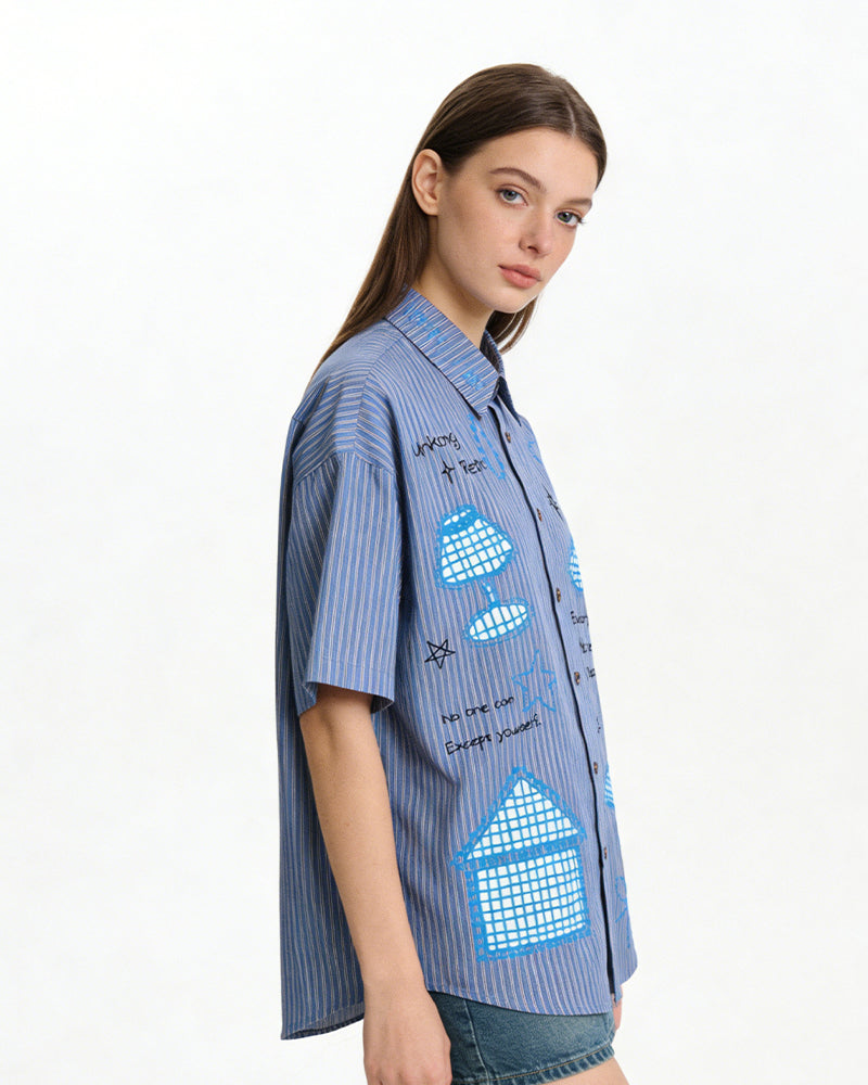 Vintage Embroidered Short Sleeve Shirt