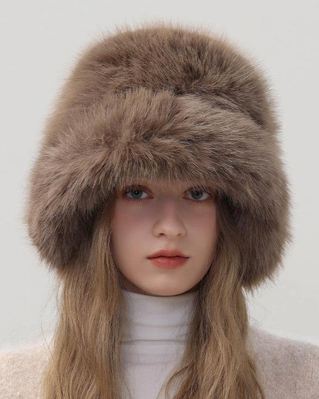 Warm solid color plush hat