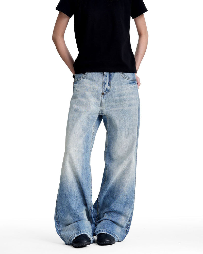 Retro washed straight leg jeans