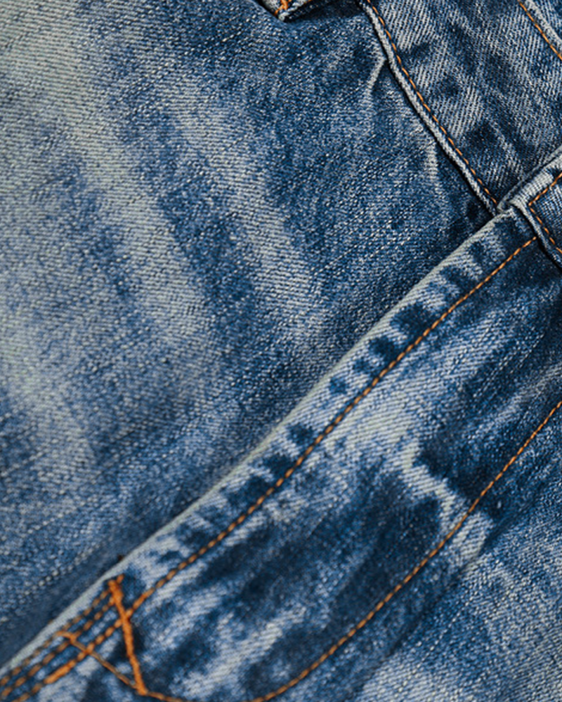 Distressed casual straight-leg pants