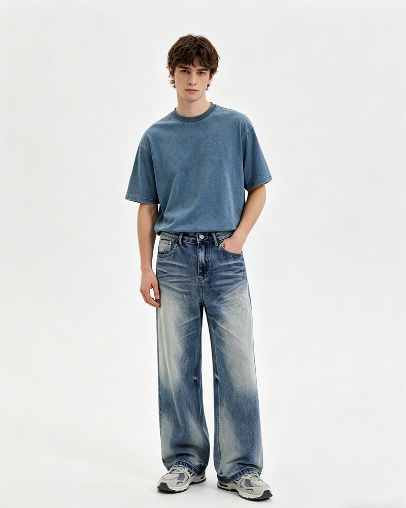 Gradient wide-leg jeans