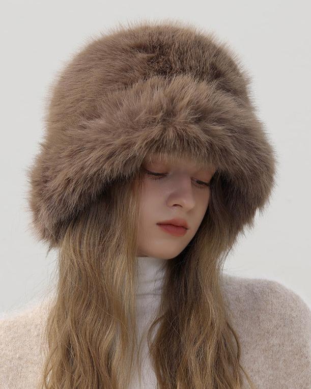 Warm solid color plush hat
