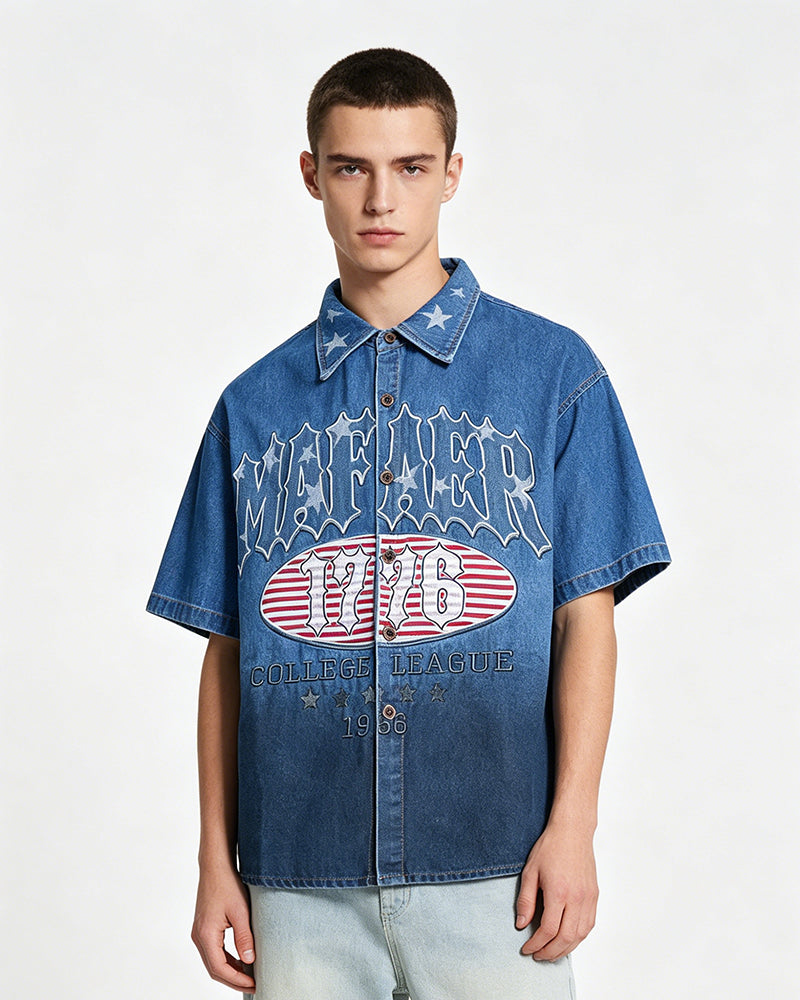 Star Embroidered Short-Sleeve Shirt