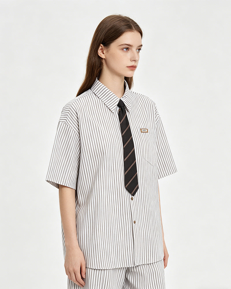 Striped shirt with vintage tie