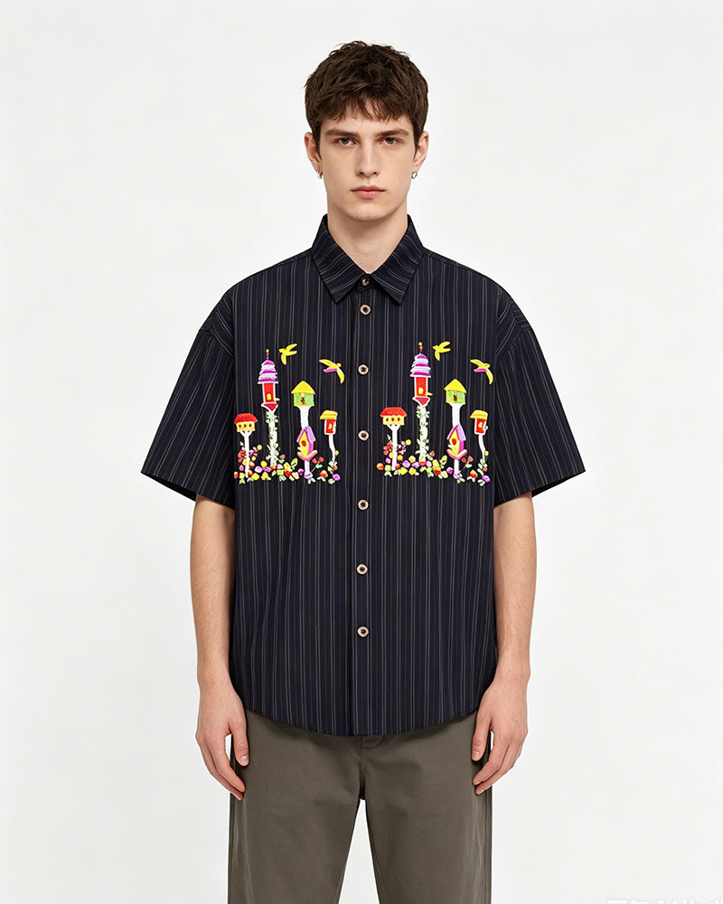 Colorful floral short-sleeved shirt