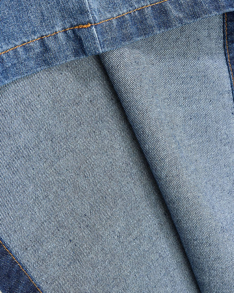 Gradient denim washed short-sleeved shirt