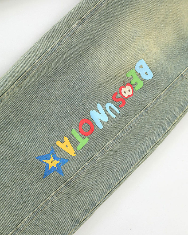 Fun straight-leg denim pants