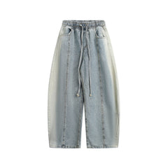 Patchwork color-blocked loose-fitting jeans