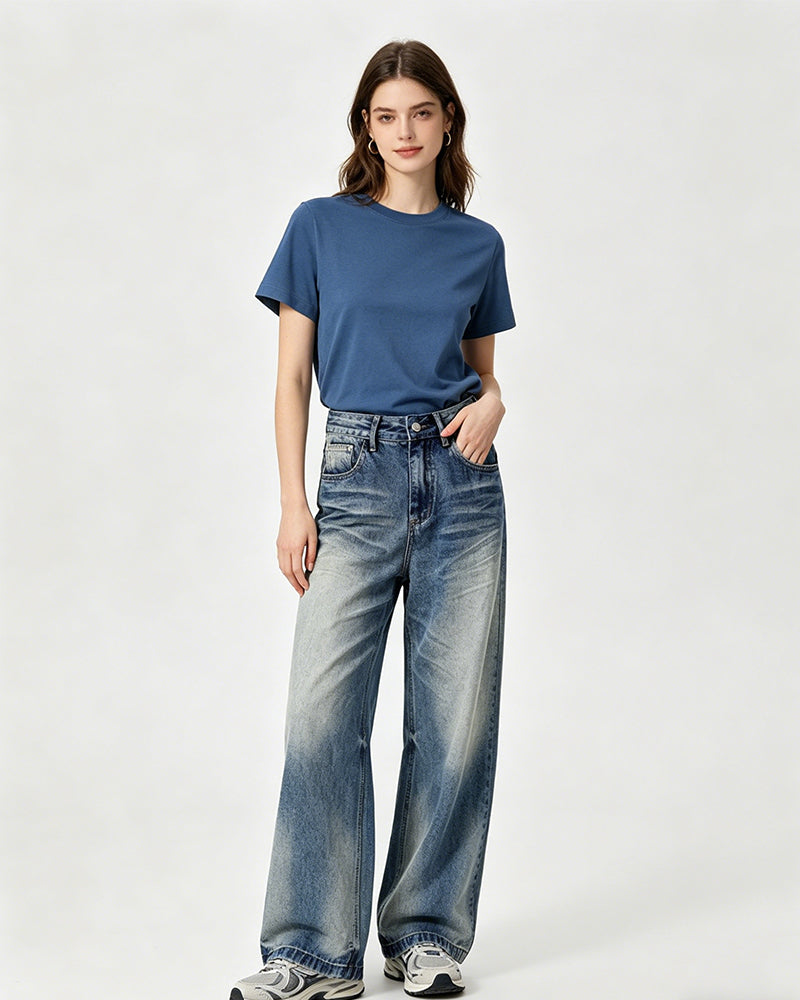 Gradient wide-leg jeans
