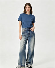 Gradient wide-leg jeans