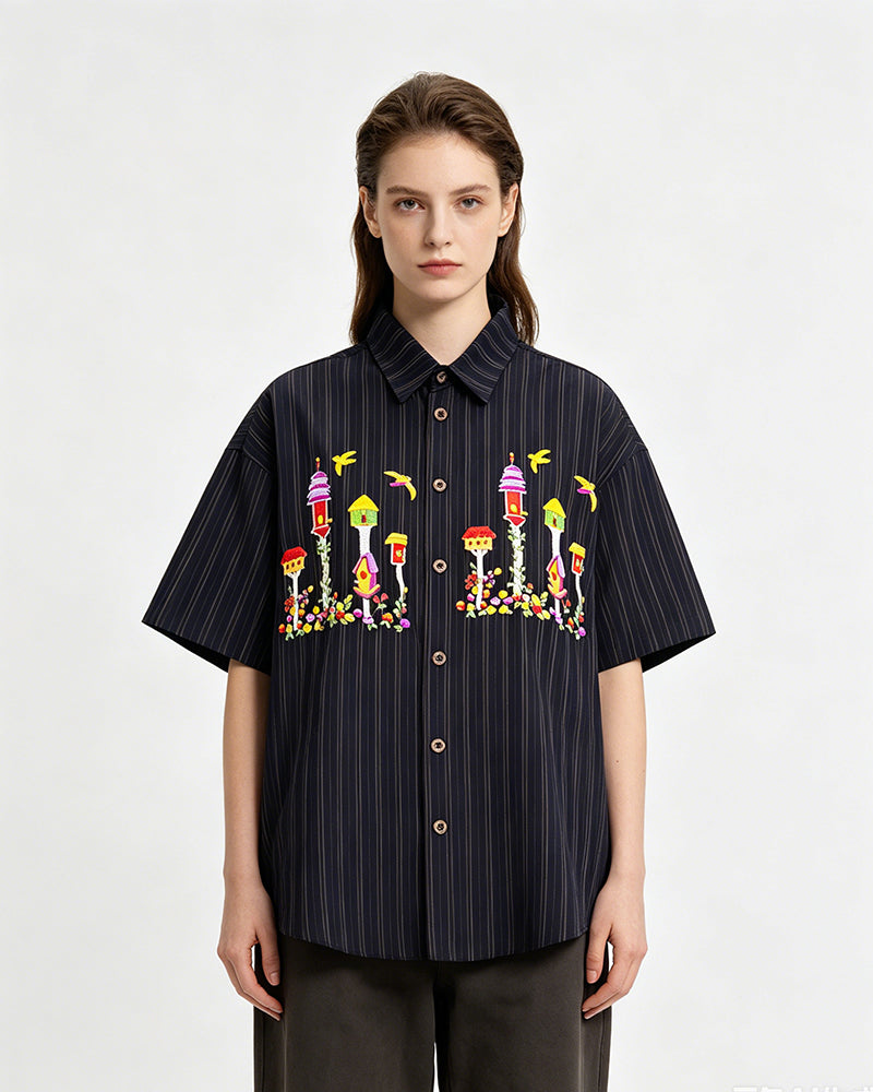 Colorful floral short-sleeved shirt
