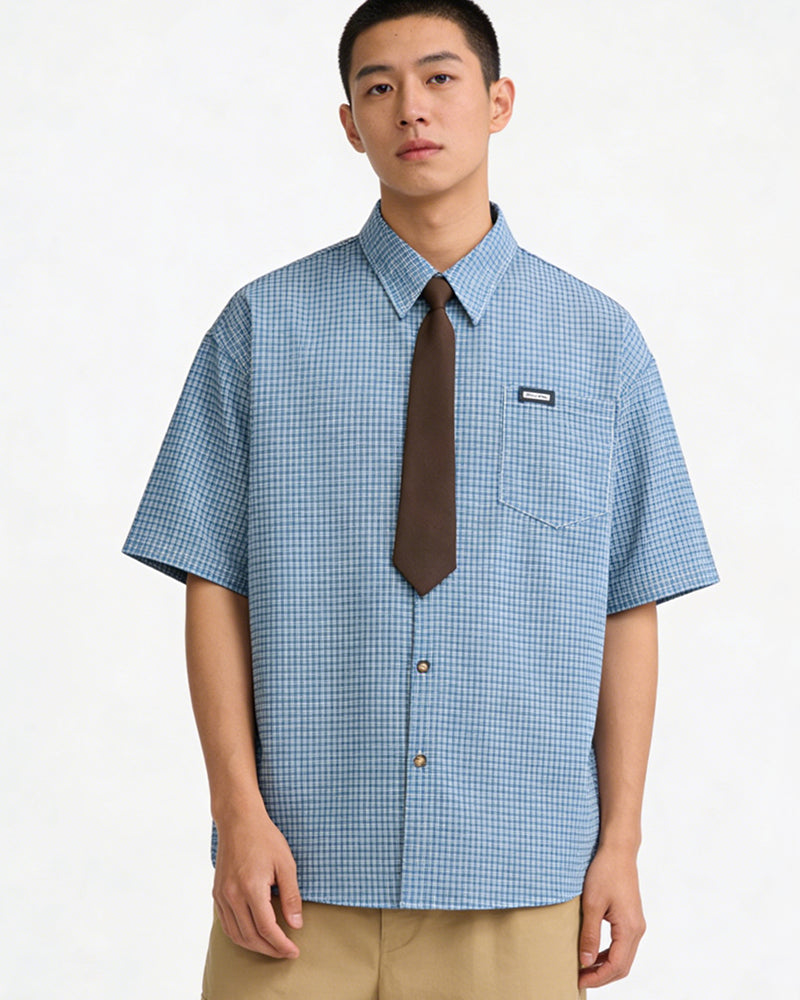 Vintage check short-sleeved shirt