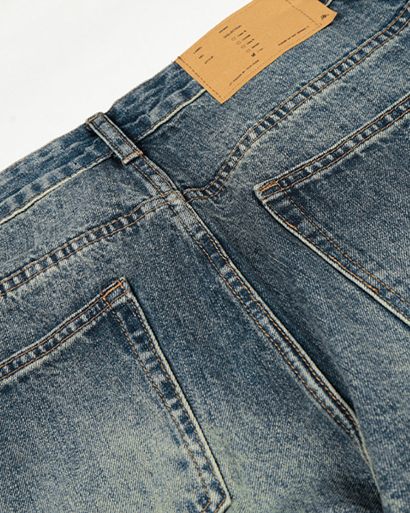 Distressed straight-leg trousers