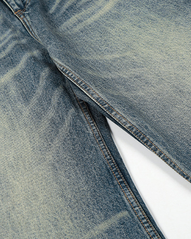 Distressed straight-leg trousers