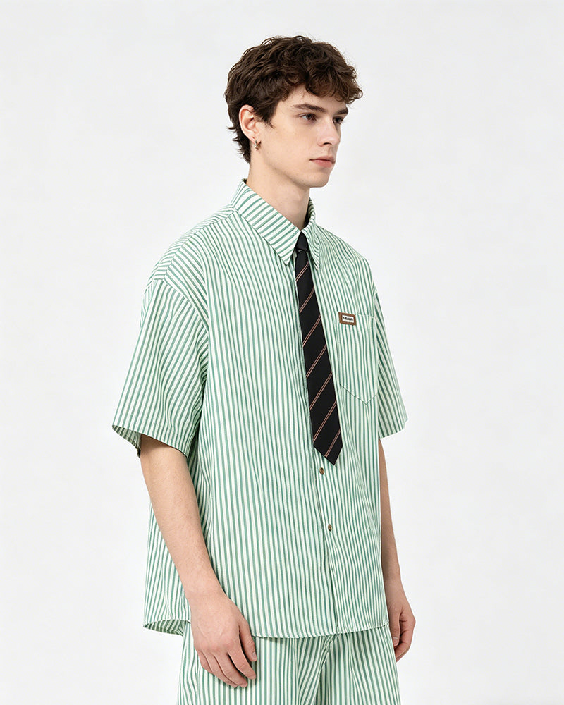 Striped shirt with vintage tie