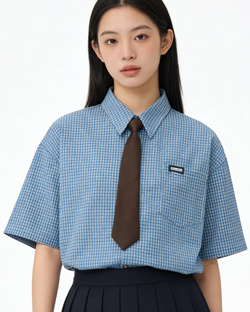 Vintage check short-sleeved shirt