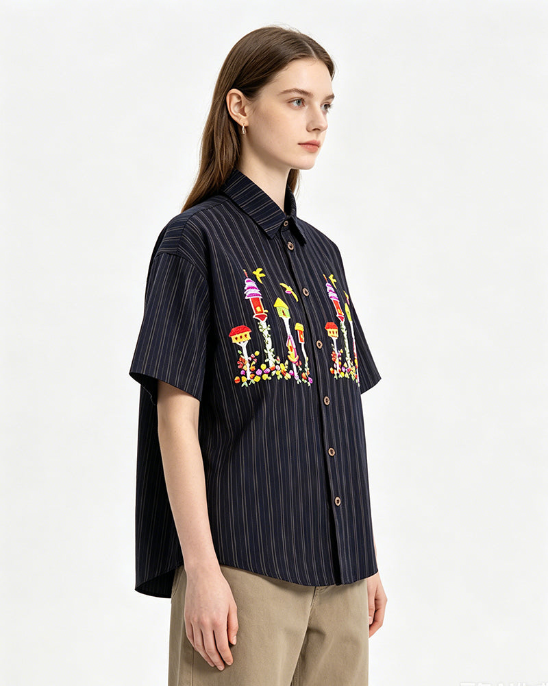 Colorful floral short-sleeved shirt