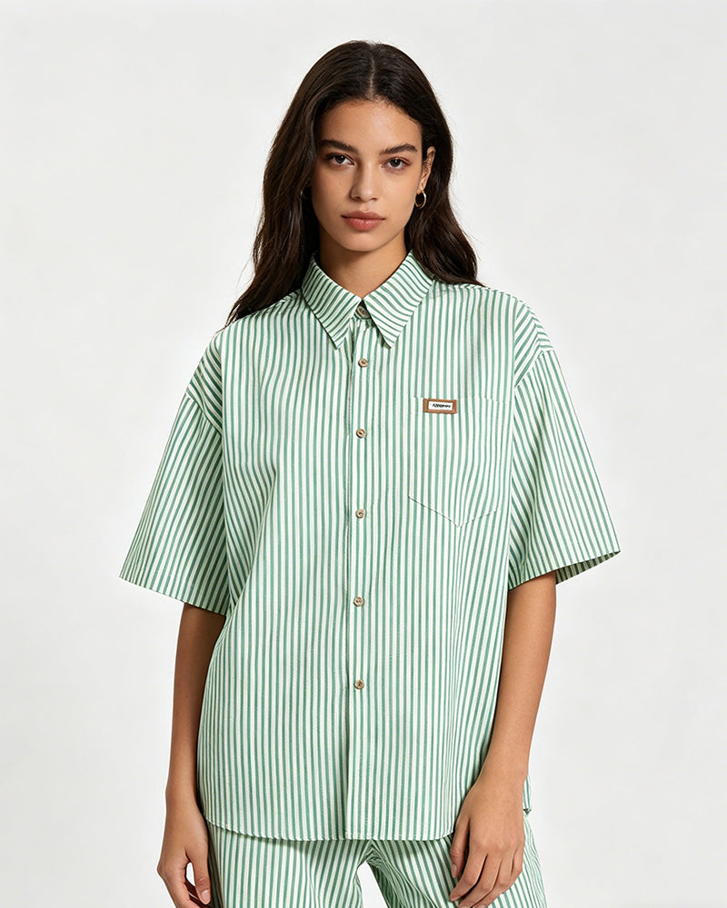 Striped shirt with vintage tie
