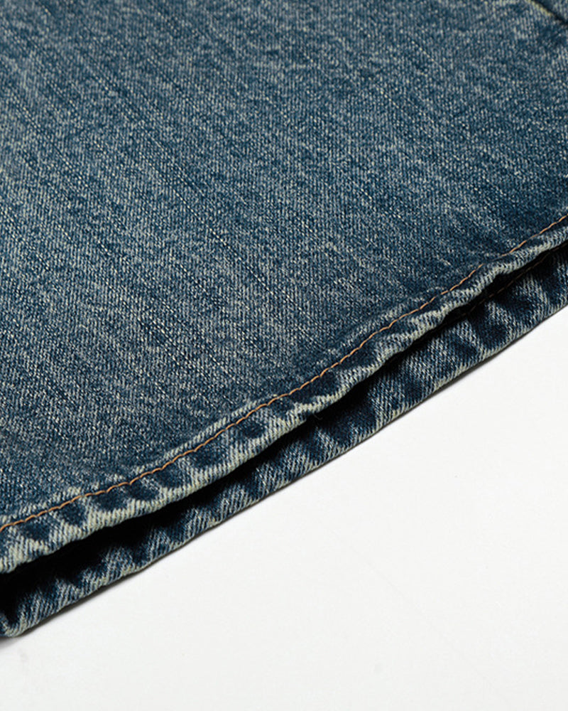 Distressed straight-leg trousers