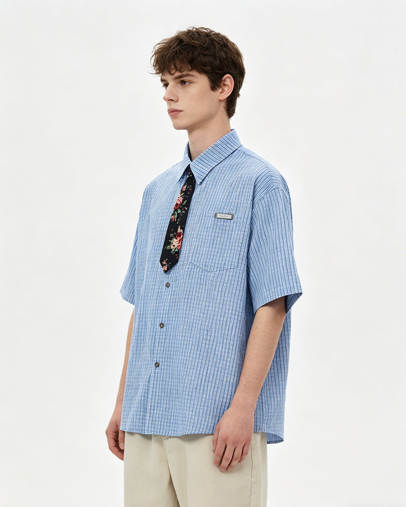 Retro plaid short-sleeved shirt