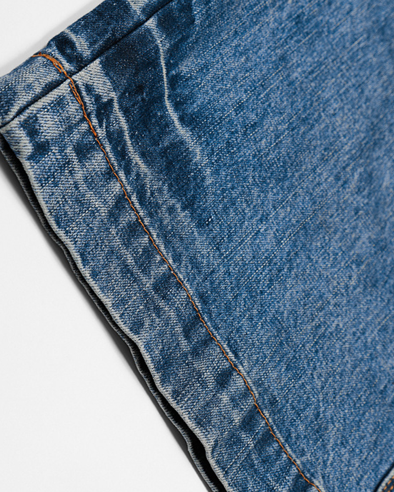 Distressed casual straight-leg pants