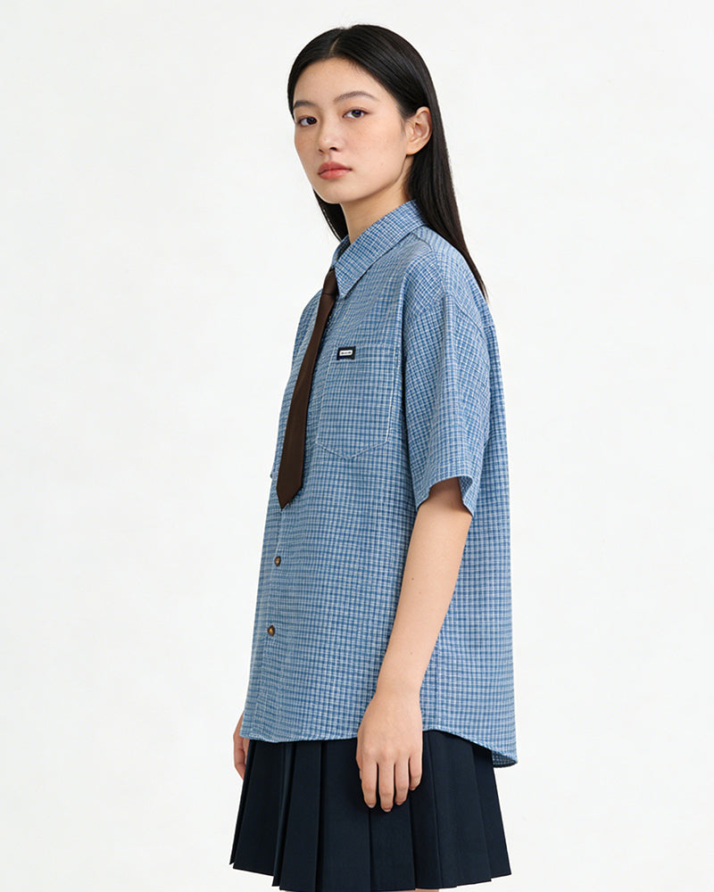 Vintage check short-sleeved shirt
