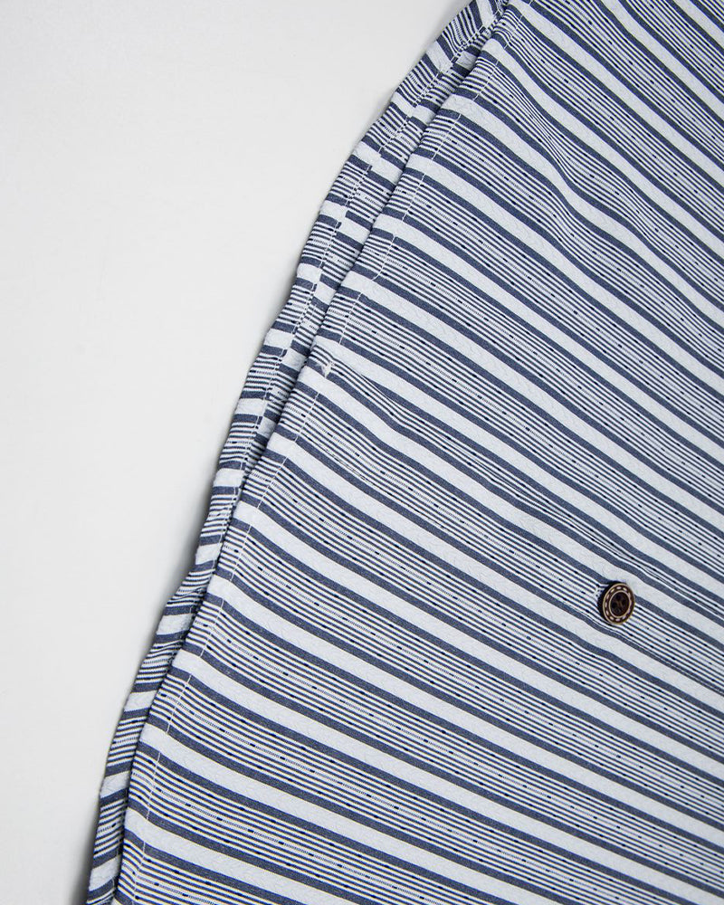 Color-blocked striped short-sleeved shirt