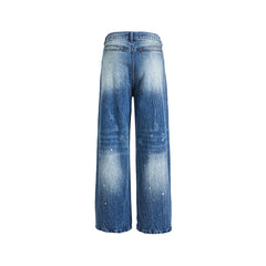 Splatter-painted ripped jeans