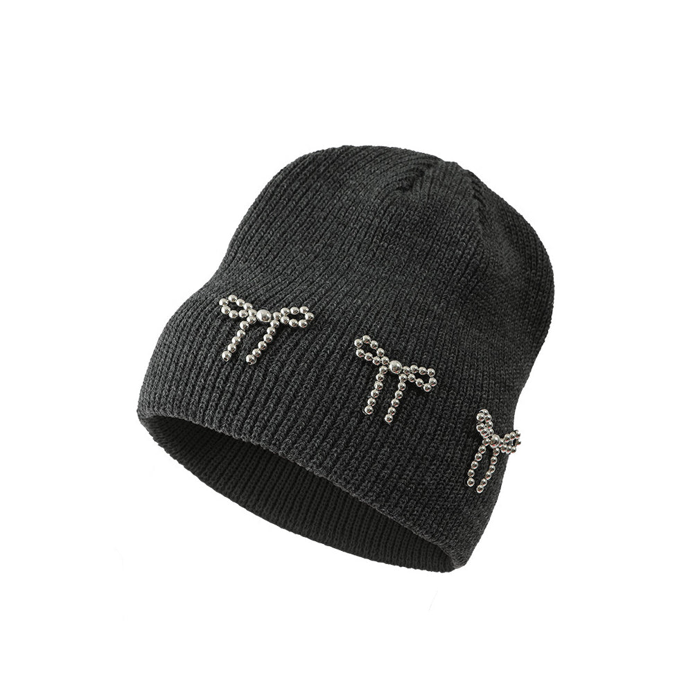 Cute bow knitted hat