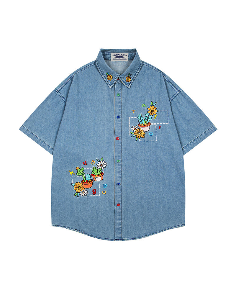 Floral short-sleeved shirt