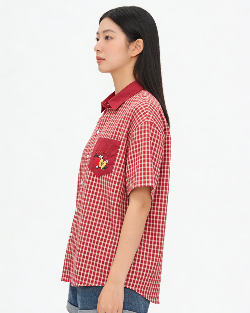 Vintage check short-sleeved shirt