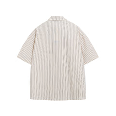 Vintage Striped Short Sleeve Shirt with Tie