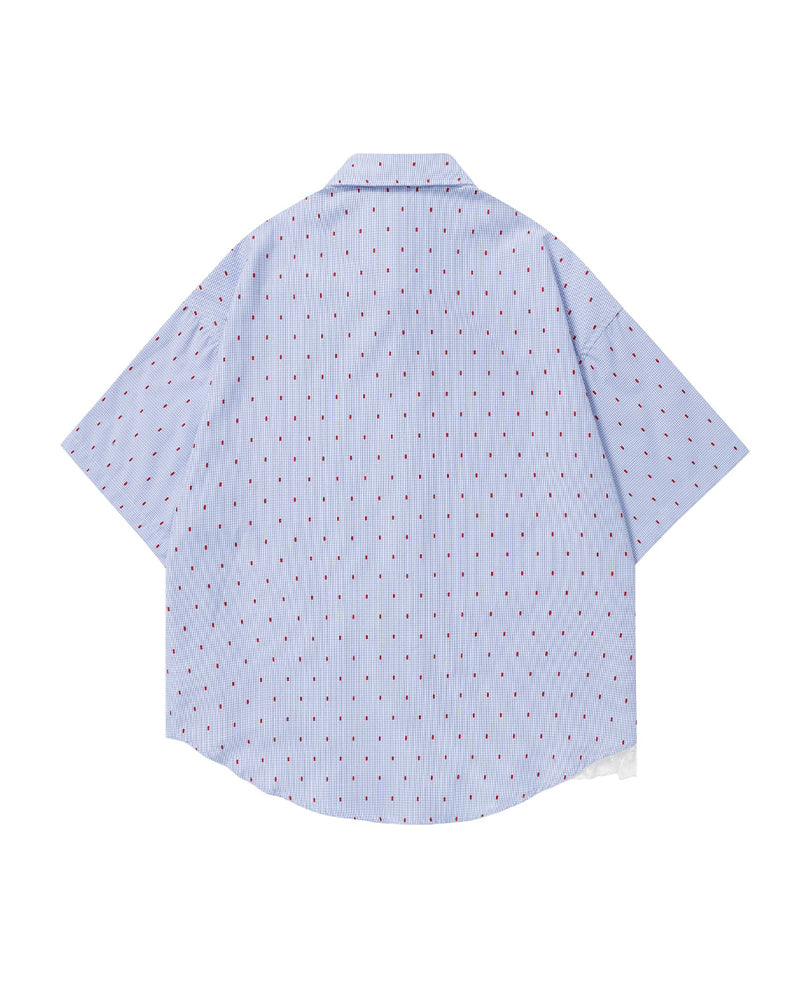 Cat Embroidered Short-Sleeve Shirt