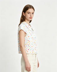 Colorful polka dot short-sleeved shirt (women's)
