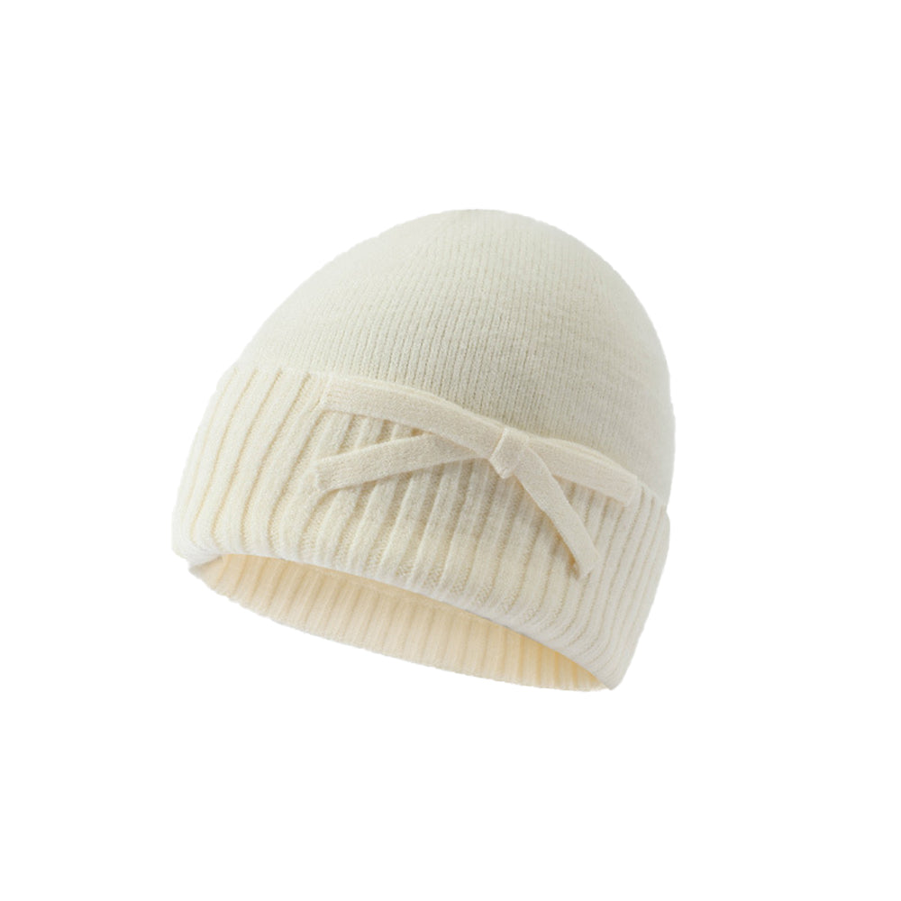 Double thickened solid color bow hat