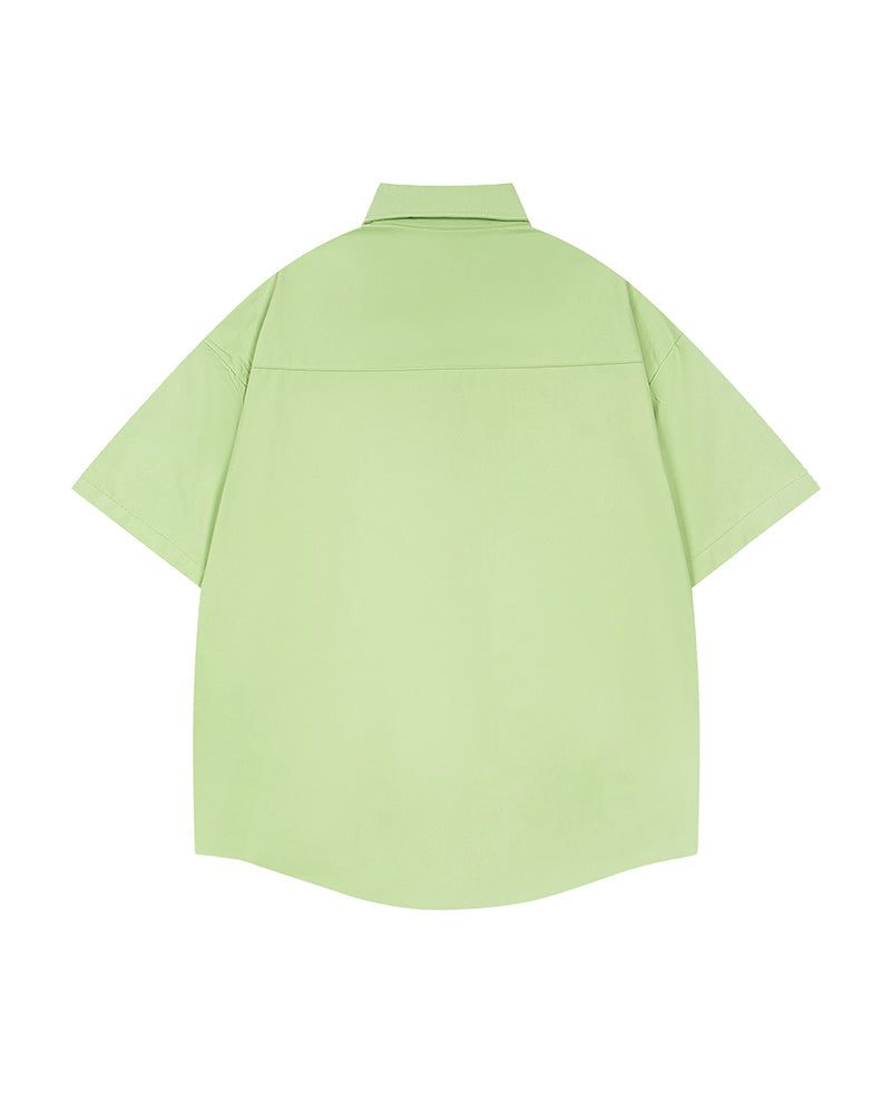 Cat Embroidered Short-Sleeve Shirt