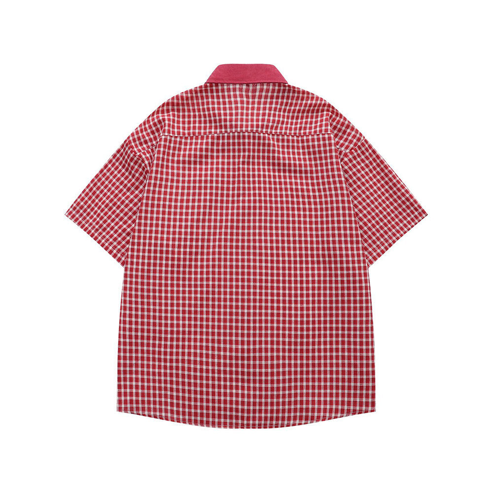 Vintage check short-sleeved shirt