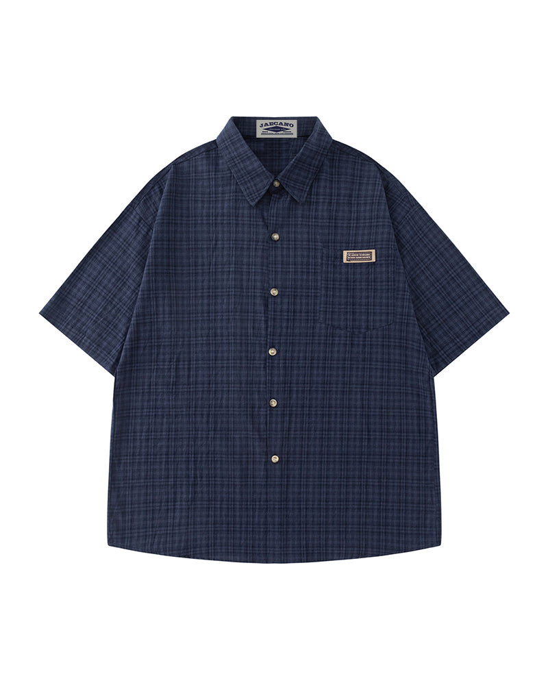 Retro plaid short-sleeved shirt