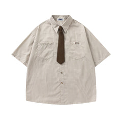 Retro striped shirt with tie