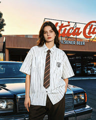Vintage Striped Short Sleeve Shirt