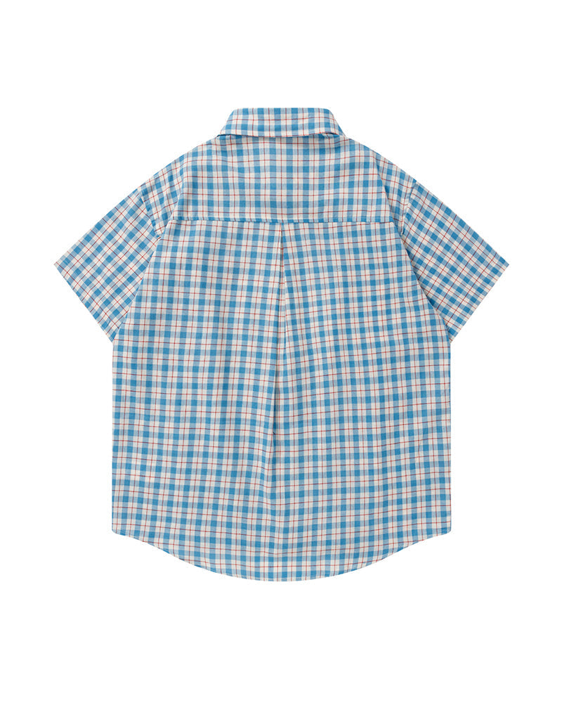 Heart-embroidered short-sleeved shirt (women's)