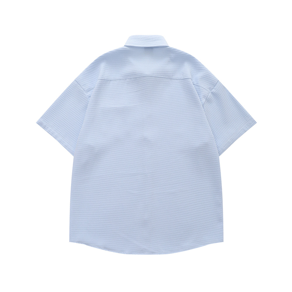 Embroidered plaid short-sleeved shirt