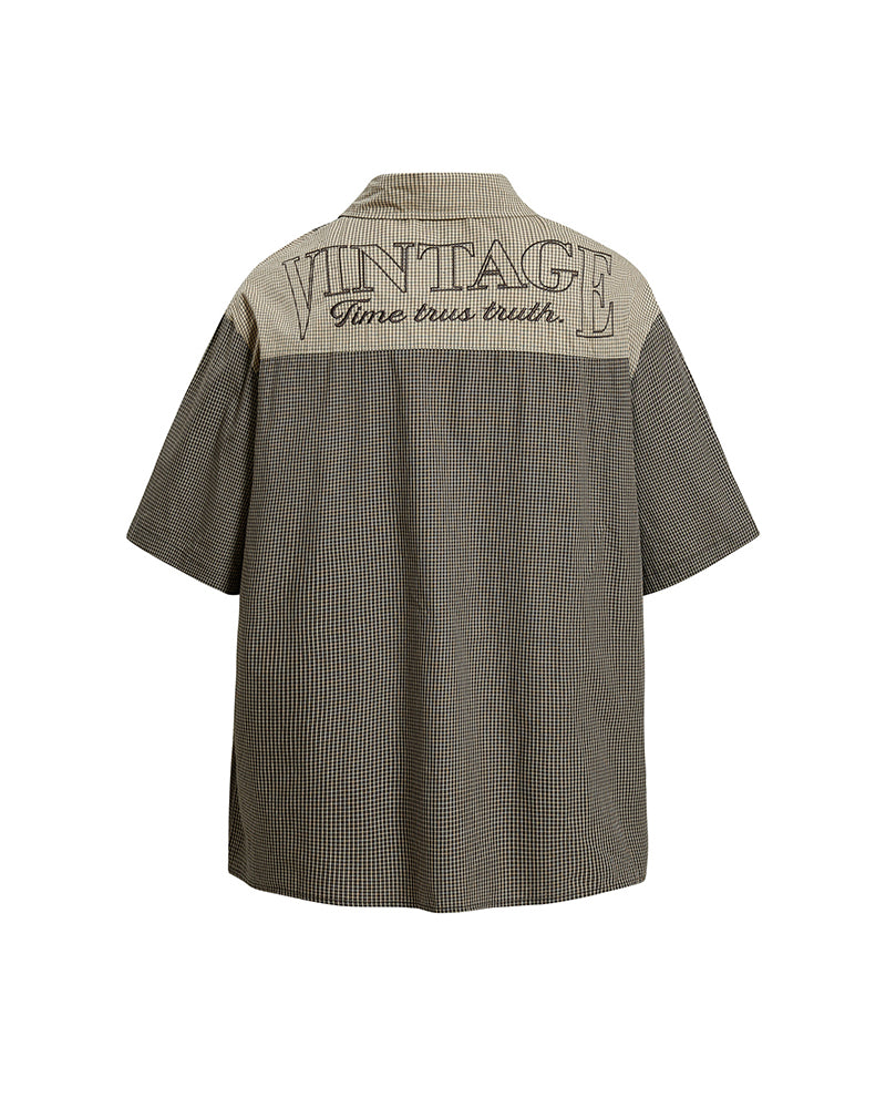 Color-blocked short-sleeved shirt