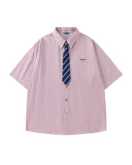 Simple striped short-sleeved shirt