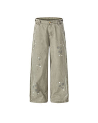 Dip-dye Ink Splatter Wide-leg Trousers
