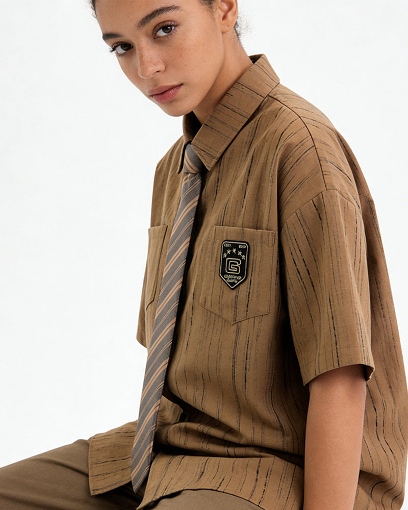 Vintage Striped Short Sleeve Shirt