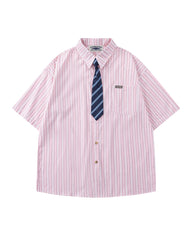 Simple striped short-sleeved shirt