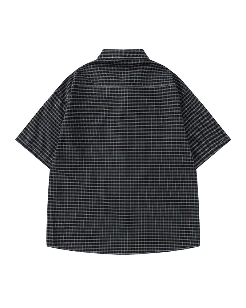 Retro plaid short-sleeved shirt