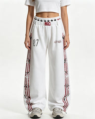 Distressed wide-leg casual pants