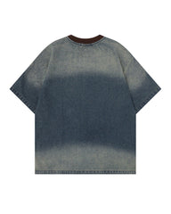 Washed distressed short sleeves